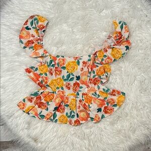 SHEIN Floral Ruffle Sleeve Top